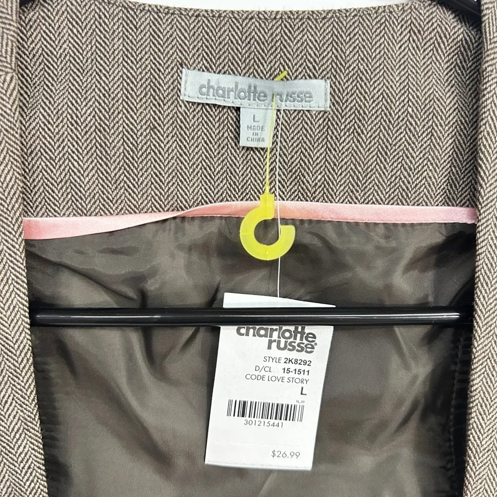 Dark Academia Herringbone Waistcoat Vest Large Brown Light Academia Preppy